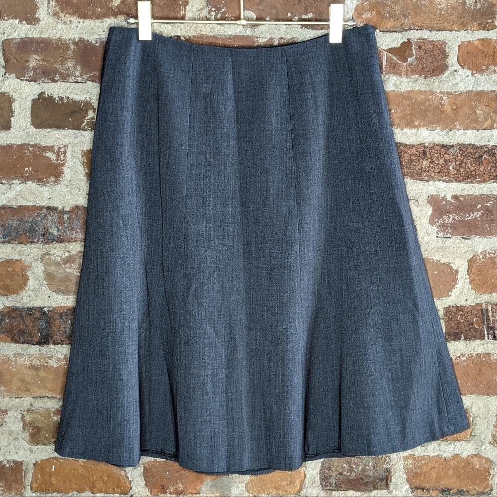 Calvin Klein Size 2 Gray Lined Fit & Flair Stretch Panel‎ Skirt